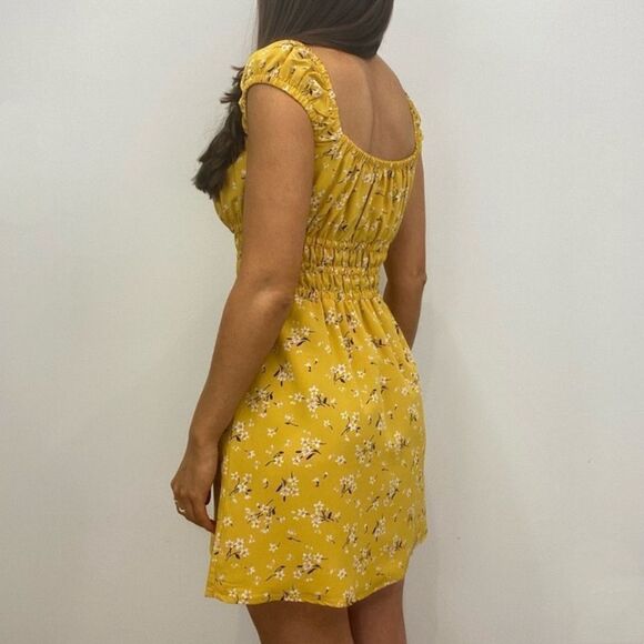 NWT Yellow Floral Mini Dress - Picture 8 of 10